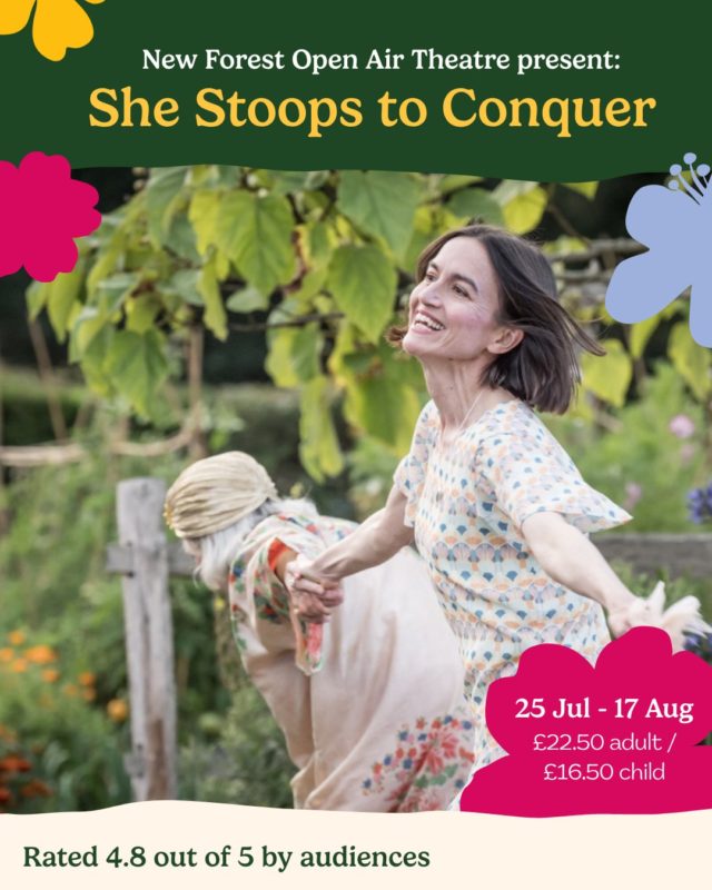 We are so looking forward to welcoming back @newforestopenairtheatre to the gardens for another year of brilliant, world-class theatre.

She Stoops to Conquer is a lively countryside comedy of tricks, romance and mistaken identity!

With their trademark live music and song, high comedy and magic, join us (with a picnic!) as as the sun goes down in the idyllic setting of Furzey Gardens.

📅 25 July - 17 August
🕖 7pm start (Gates open 6pm)
🎟️ Tickets: ££22.50 / £16.50
Book now by visiting link in bio. 

Photography by Marc Brenner.